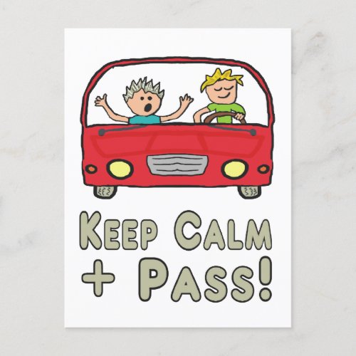 Keep Calm Driving Test Postcard