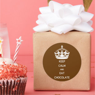 KEEP CALM EAT CHOCOLATE CLASSIC ROUND STICKER