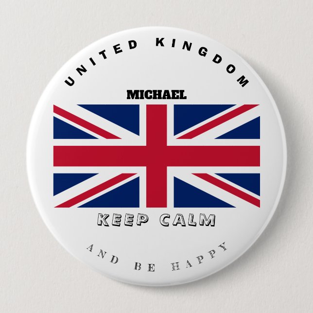 Keep Calm & English Flag Button (Front)