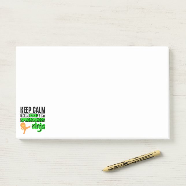 Keep Calm EXCELlent SPREADSHEET NINJA Post-it Notes (On Desk)