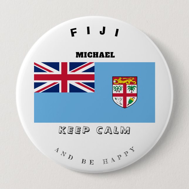 Keep Calm & Fiji Flag Button (Front)