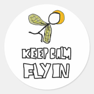 Keep Calm Flying Classic Round Sticker