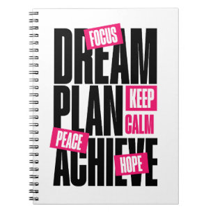 Keep Calm Focus Hope Peace Motivational Notebook