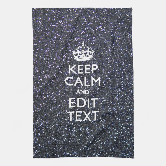 Keep Calm for Your Text on Midnight Style Kitchen Towel (Vertical)