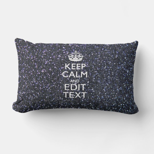 Keep Calm for Your Text on Midnight Style Lumbar Pillow (Front)