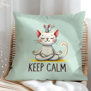 "Keep Calm" Funny Cat Lovers Throw Pillow