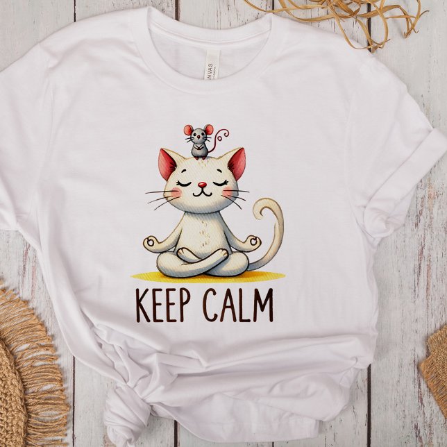 "Keep Calm" Funny Cat Lovers Tri-Blend Shirt ("Keep Calm" Funny Cat Lovers Tri-Blend Shirt on a desk with boho decoration)