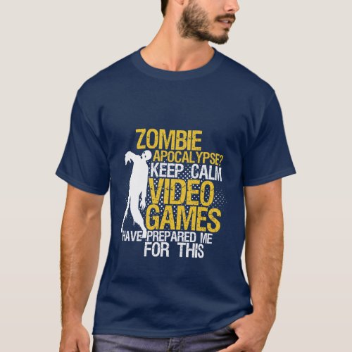 Keep Calm Funny Gaming T_shirt Zombie Apocalypse