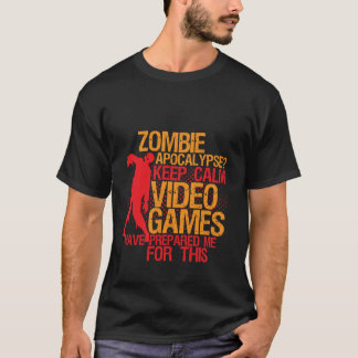 Keep Calm Funny Gaming T-shirt Zombie Apocalypse