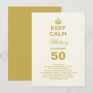 Keep Calm Funny Milestone Birthday Party Invite