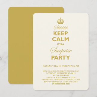 Keep Calm Funny Milestone Surprise Birthday Invite