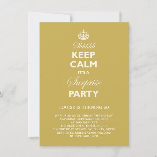 Keep Calm Funny Milestone Surprise Birthday Party Invitations