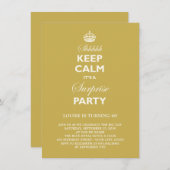 Keep Calm Funny Milestone Surprise Birthday Invite (Front/Back)