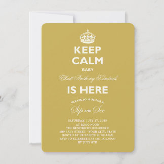 Keep Calm Funny Sip & See Baby Birth Announcement