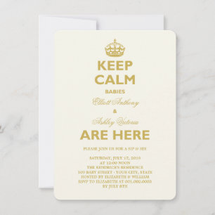 Keep Calm Funny Sip & See Twins New Babies Birth Invitation