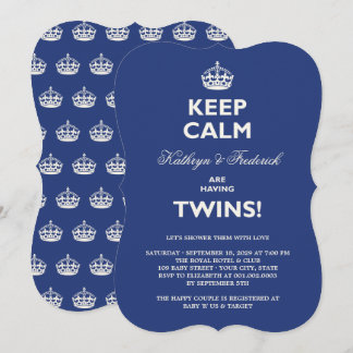 Keep Calm Funny Twins Couples Baby Shower Invite