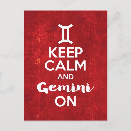 Keep Calm Gemini On Birthday Astrology Postcard