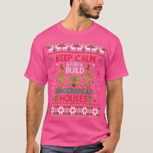 Keep Calm Gingerbread Houses Baking Ugly Christmas T-Shirt