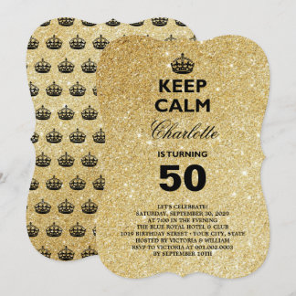 Keep Calm Glitter Milestone Birthday Party Invite