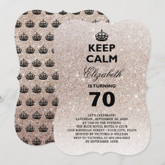 Keep Calm Glitter Milestone Birthday Party Invite