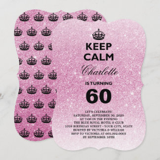 Keep Calm Glitter Milestone Birthday Party Invite