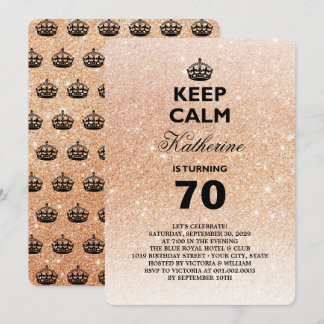 Keep Calm Glitter Milestone Birthday Party Invite