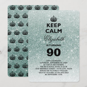 Keep Calm Glitter Milestone Birthday Party Invite