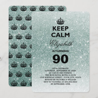 Keep Calm Glitter Milestone Birthday Party Invite