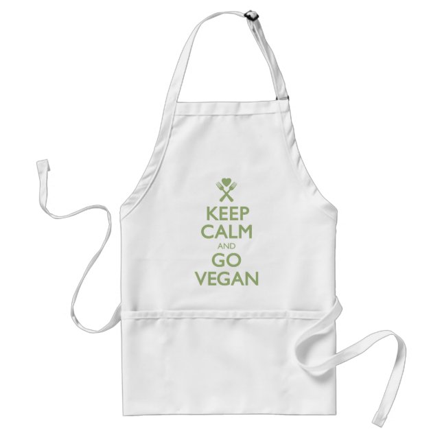 Keep Calm Go Vegan Adult Apron (Front)