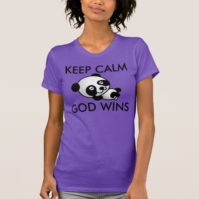 Keep Calm GOD wins, Panda T-shirts (Front)