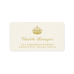 Keep Calm Gold Crown Birthday Party Address Labels