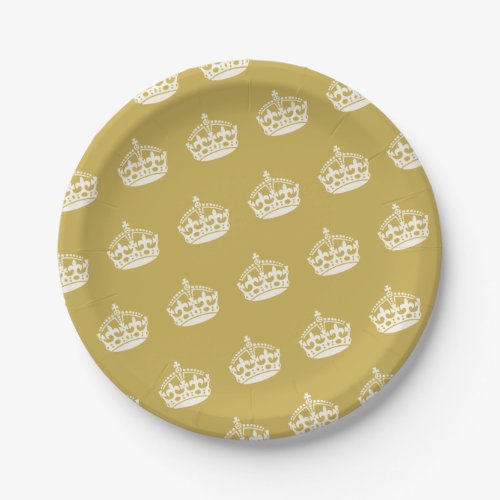 Keep Calm Gold Crown Birthday Party Paper Plates