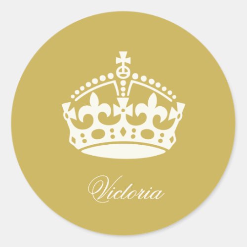 Keep Calm Gold Crown Logo Chic Party Favor Sticker