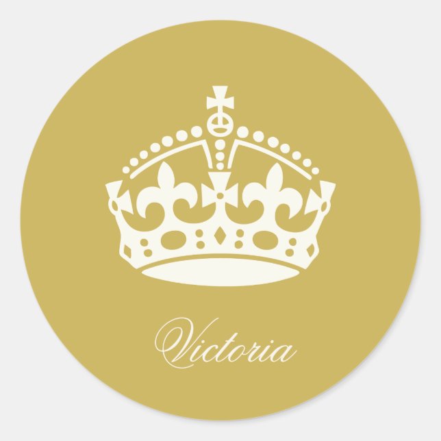 Keep Calm Gold Crown Logo Chic Party Favor Sticker (Front)