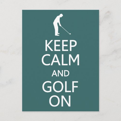 Keep Calm  Golf On custom color postcard