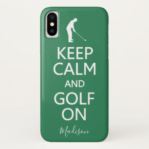 Keep Calm & Golf On custom name & color cases