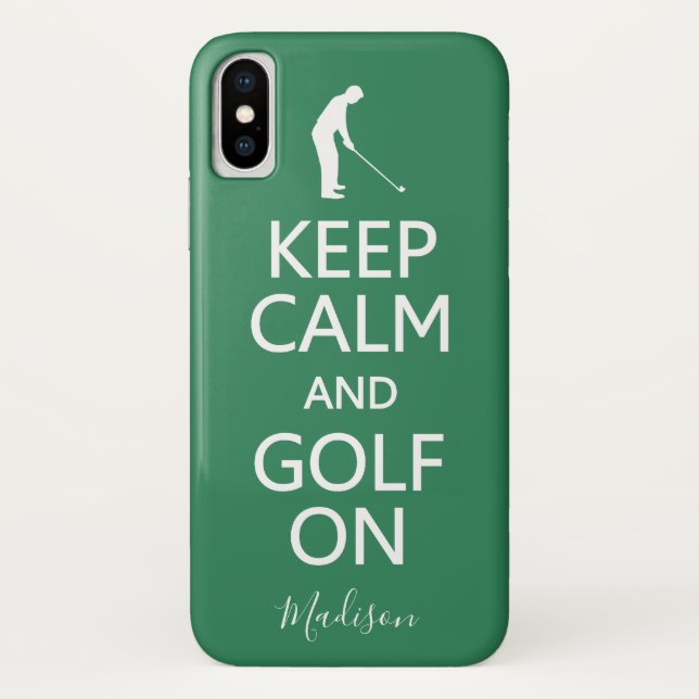 Keep Calm & Golf On custom name & color cases (Back)