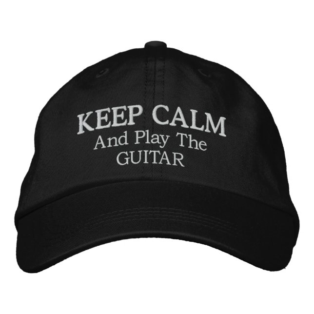 Keep Calm Guitar Music Embroidered Hat (Front)