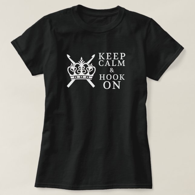 Keep Calm Hook On Crochet Front & Back Dark T-Shirt (Design Front)