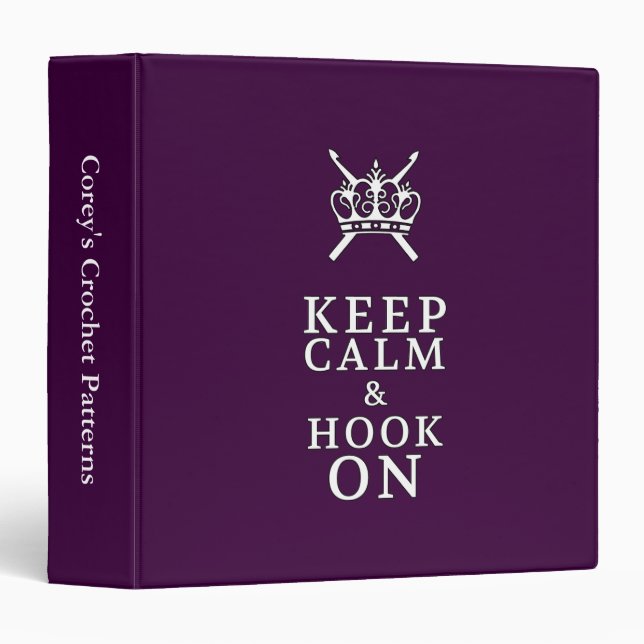 Keep Calm Hook On {Dark} Pattern Organizer Binder (Front/Spine)