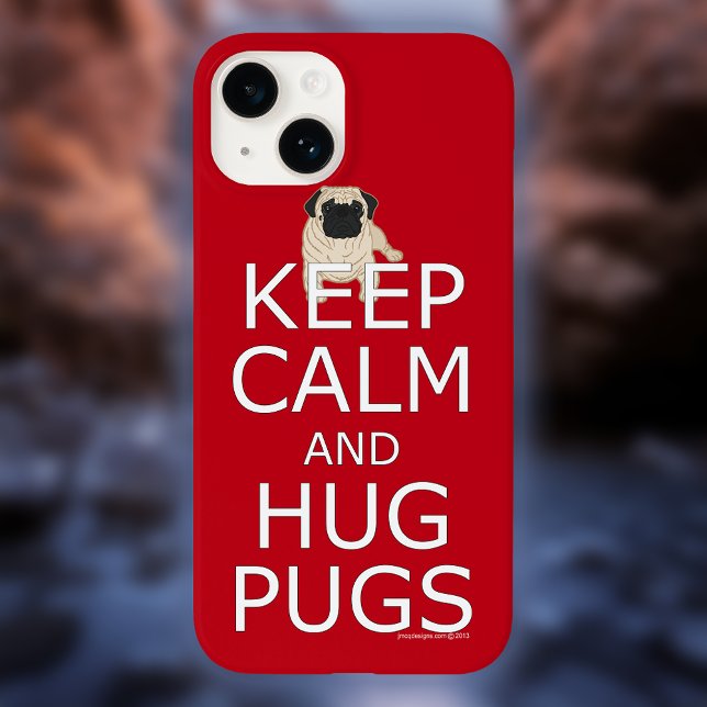Keep Calm Hug Pugs Dog Lover Case-Mate iPhone Case (Keep Calm Hug Pugs Case-Mate iPhone Case)