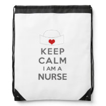 Keep Calm I am a Nurse Drawstring Bag