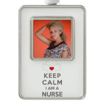 Keep Calm I am a Nurse Silver Plated Framed Ornament
