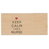Keep Calm I am a Nurse Wood USB Flash Drive