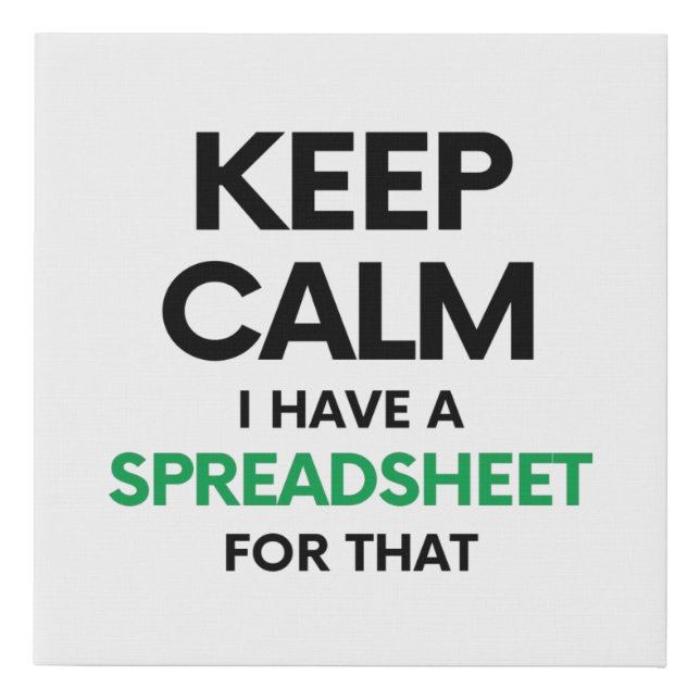 Keep calm I have a spreadsheet for that - Excel Faux Canvas Print (Front)