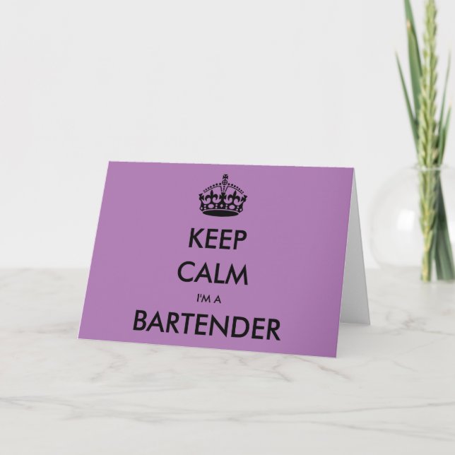 KEEP CALM I'M A BARTENDER LETTERPRESS THANK YOU CARD (Front)