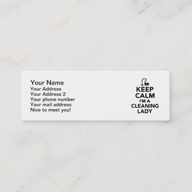 Keep calm I'm a cleaning lady Mini Business Card (Front)