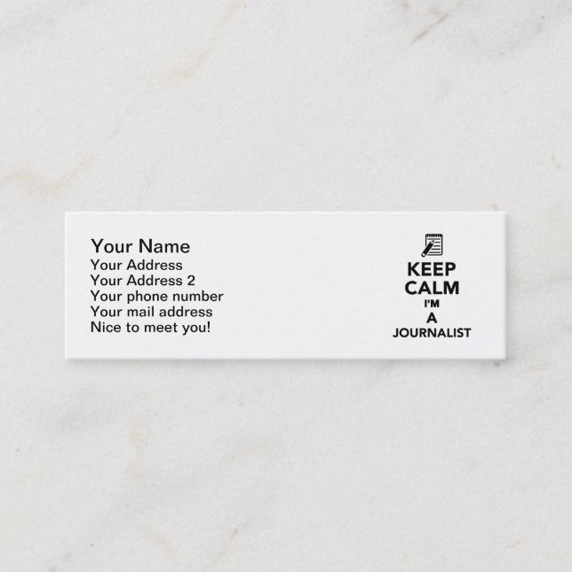Keep calm I'm a Journalist Mini Business Card (Front)