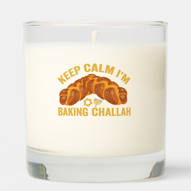 Keep Calm I'm Baking Challah Funny Hanukkah  Scented Candle (Front)