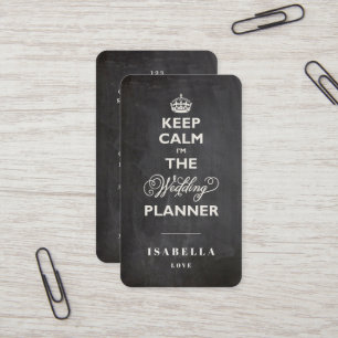 Keep Calm I'm The Wedding Planner Funny Chalkboard Business Card